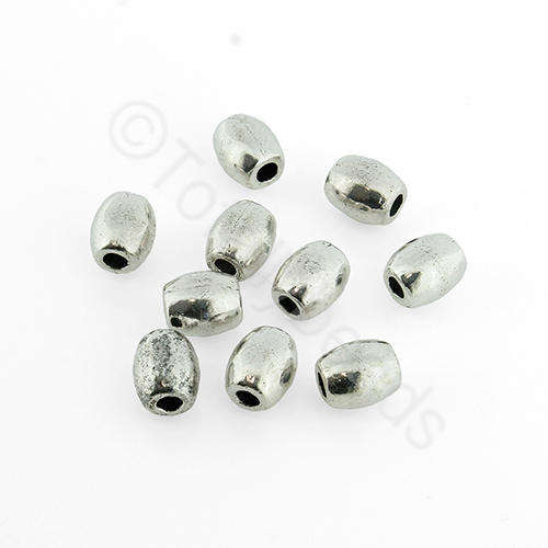 Antique Silver Metal Bead - Barrel 5x6mm 38pcs