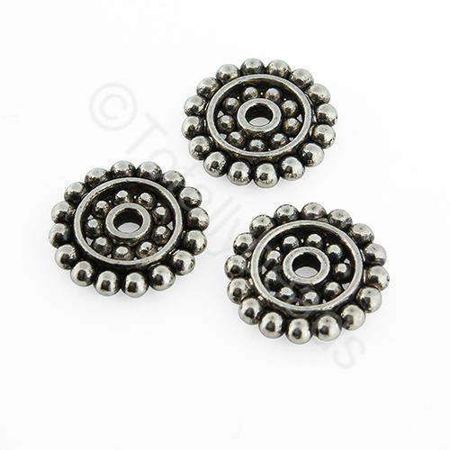 Antique Silver Spacer Disc - 13mm - Spotted 20pcs