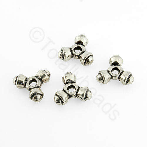 Antique Silver Bead - 3 Point Spacer 15pcs