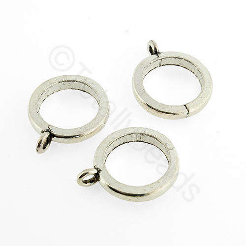 Antique Silver Metal Bead Hanger - 19mm - Extra Large Hole 6pcs