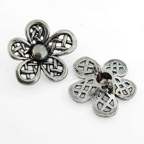 Antique Silver Metal Connector - Flower 31mm 3pcs