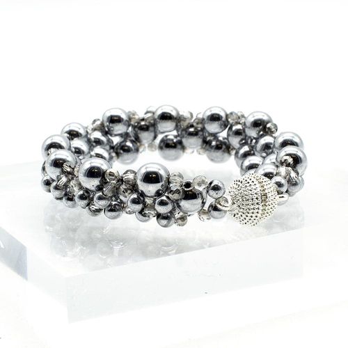 Hematite Hugs & Kisses Bracelet silver bracelet making kit — DIY set with beads and instructions for creating handmade jewelry