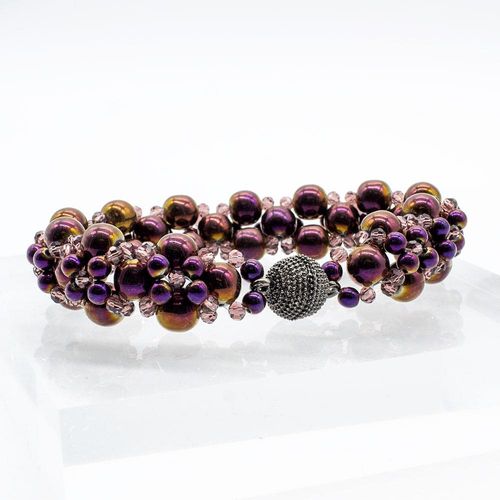 Hematite Hugs & Kisses Bracelet purple bracelet making kit — DIY set with beads and instructions for creating handmade jewelry