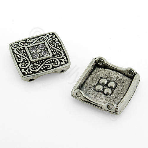 Antique Silver Metal Spacer Bar Curved Square 19mm 5pcs