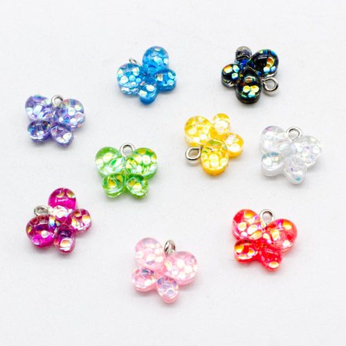 Butterfly Resin Pendant / Charm 14mm Mixed 10pcs