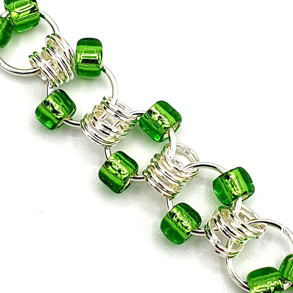 Cleo Chain Maille Bracelet makes 2 silver bracelet making kit — DIY set with beads and instructions for creating handmade jewelry