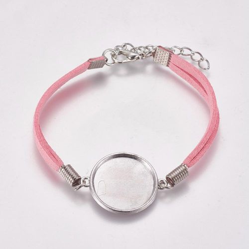 DIY Bracelet for 20mm Cabochon Pink Suede for jewellery making