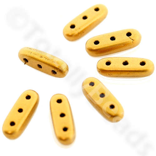 10mm Czech glass glass beads matte metallic goldenrod — pack of 30, high-quality two-hole beads ideal for jewelry making, bead weaving, a…
