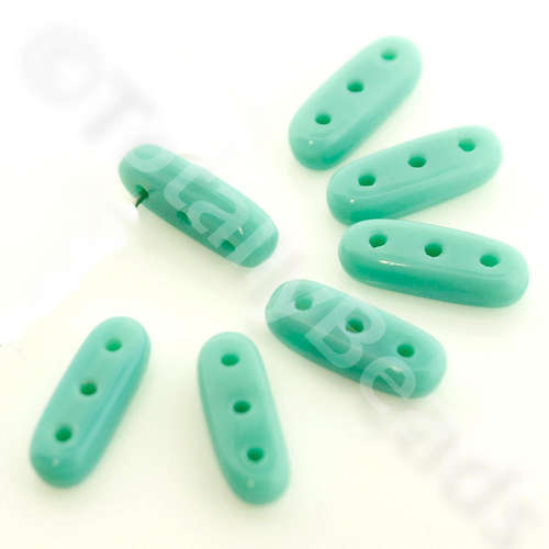 10mm Czech glass glass beads opaque turquoise — pack of 30, high-quality two-hole beads ideal for jewelry making, bead weaving, and crafts