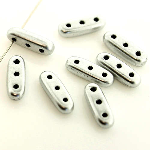 10mm Czech glass glass beads matte metallic silver — pack of 30, high-quality two-hole beads ideal for jewelry making, bead weaving, and…