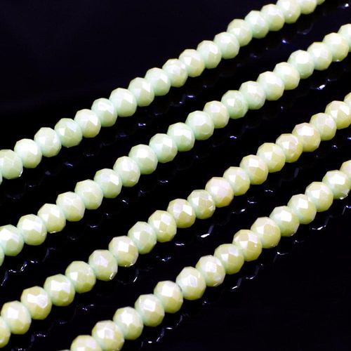 3.5mm crystal beads army light green ab 150pc — AB finish, faceted for jewelry making and beadwork