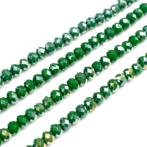 3.5mm crystal beads opaque green ab, pack of 130 — AB finish, faceted for jewelry making and beadwork