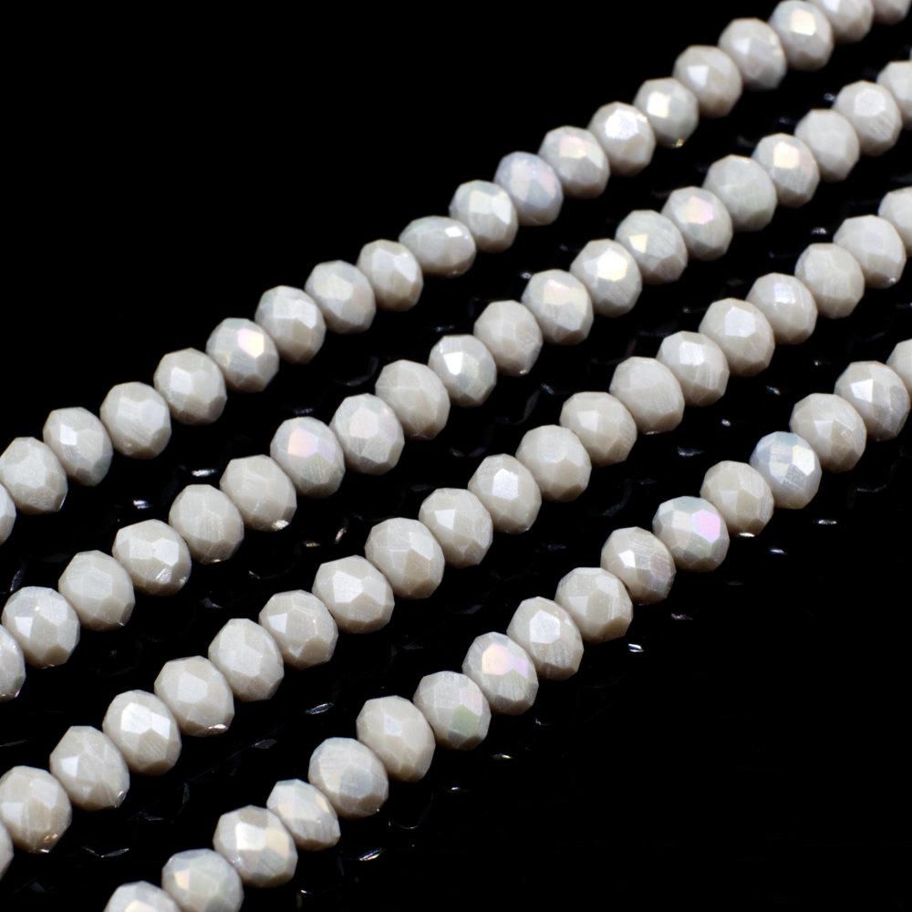 3.5mm crystal beads opaque grey ab, pack of 150 — AB finish, faceted for jewelry making and beadwork
