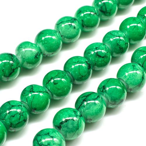 Marble Glass Beads Round 8mm - Green