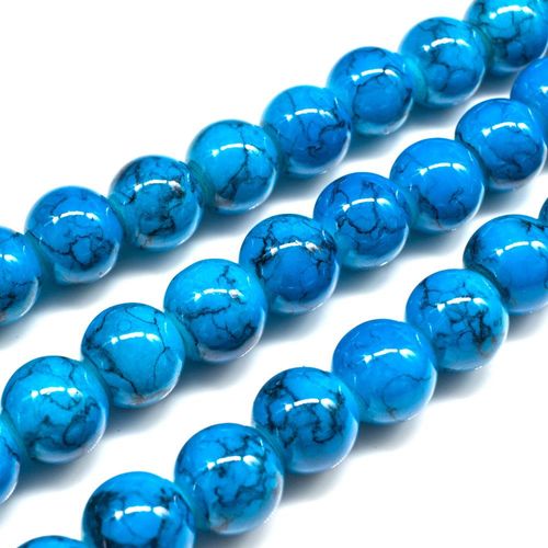 Marble Glass Beads Round 8mm - Light Turquoise