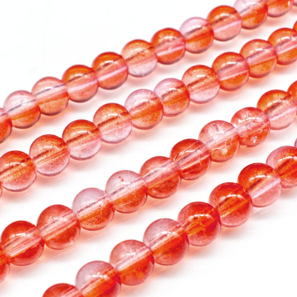 Crackle Beads Round 6mm Light Pink Red 65pcs for jewellery making