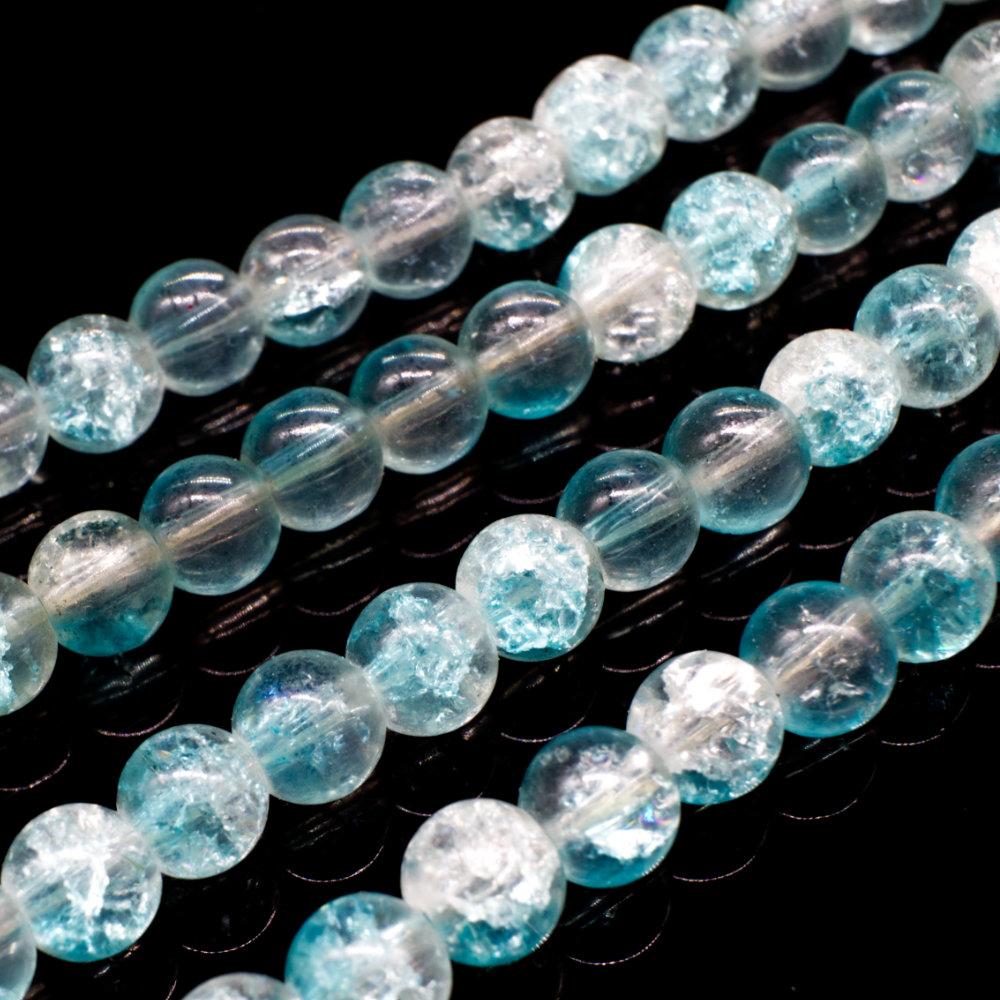 Crackle Beads Round 6mm Clear Aqua 65pcs for jewellery making