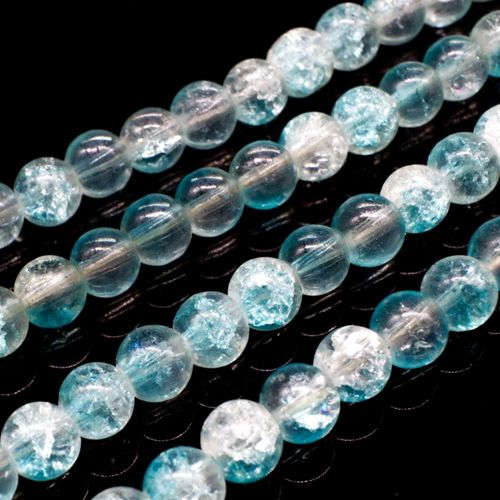 Crackle Beads Round 6mm Clear Aqua 65pcs for jewellery making