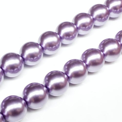 Glass Pearl Round Beads 12mm Light Purple for jewellery making