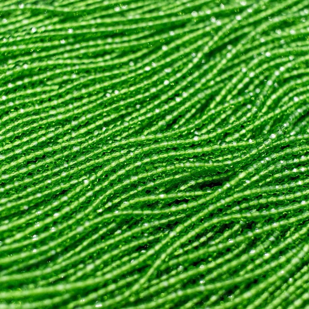 1.5mm crystal beads lime green — faceted for jewelry making and beadwork