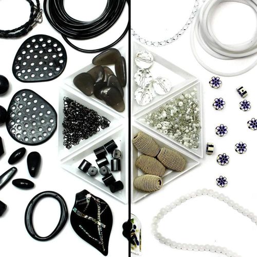 15 x £1 Mixed Bags Black and White for jewellery making