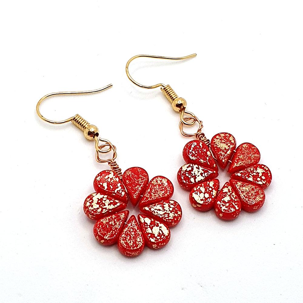 Azalea Amos Earrings 3 Pairs coral red earring making kit — DIY set with beads and instructions for creating handmade jewelry