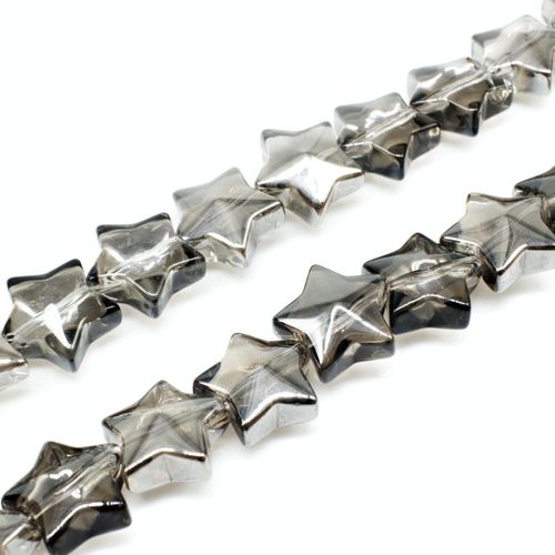 Glass Puffed Star Bead 12mm 10pcs Silver Dust for jewellery making