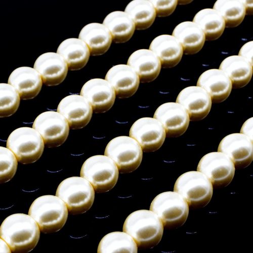 Glass Pearl Round Beads 6mm - Light Peach