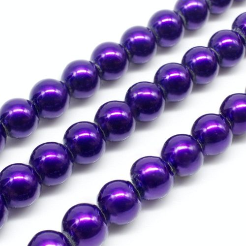 Glass Pearl Round Beads 8mm - Royal Purple