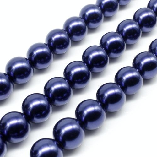 Glass Pearl Round Beads 10mm - Cobalt