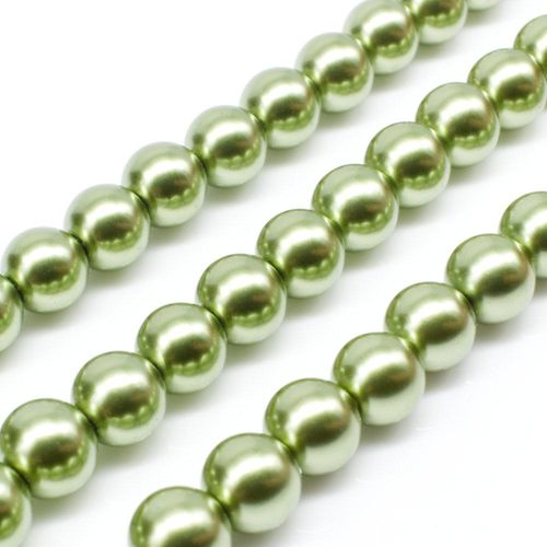 Glass Pearl Round Beads 8mm - Olive