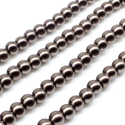 Glass Pearl Round Beads 4mm - Dark Brown