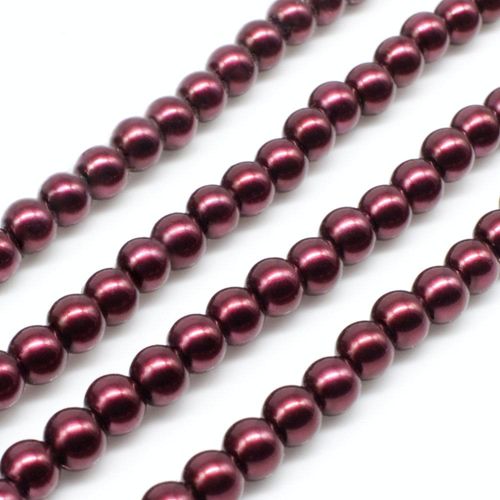 Glass Pearl Round Beads 4mm - Burgundy