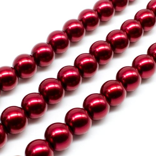 Glass Pearl Round Beads 8mm - Ruby Red