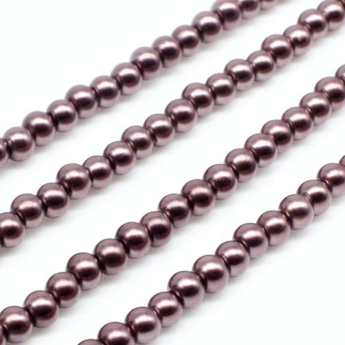 Glass Pearl Round Beads 3mm - Mahogany Rose