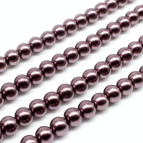 Glass Pearl Round Beads 6mm - Mahogany Rose