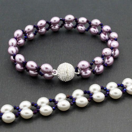 Eloise Bracelet Makes 2 lavender frost bracelet making kit — DIY set with beads and instructions for creating handmade jewelry
