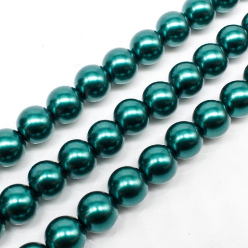 Glass Pearl Round Beads 8mm - Teal HX