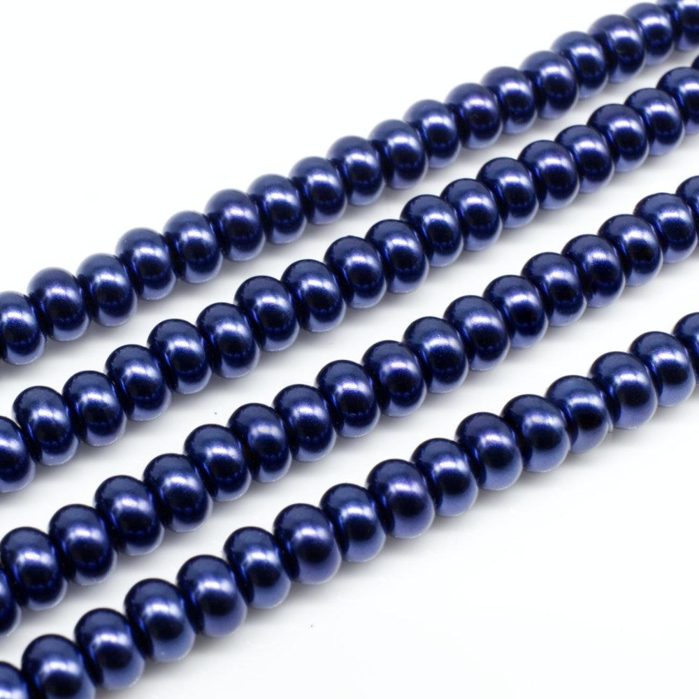 Glass Pearl Rondelle 3x5mm - Cobalt Blue