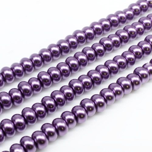 Glass Pearl Rondelle 3x5mm - Dk Lavender