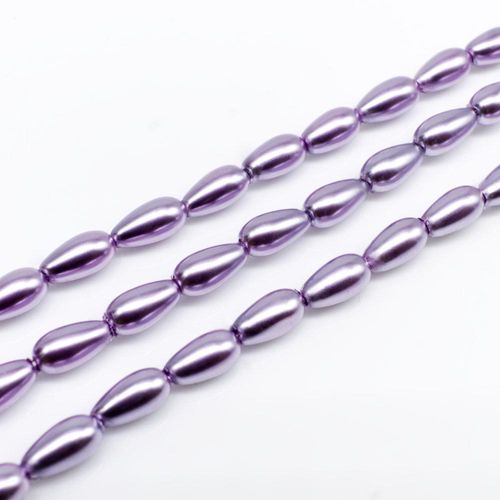 Glass Pearl Drop Beads 4x8mm Lavender for jewellery making