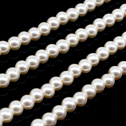 Glass Pearl Round Beads 4mm - Light Peach