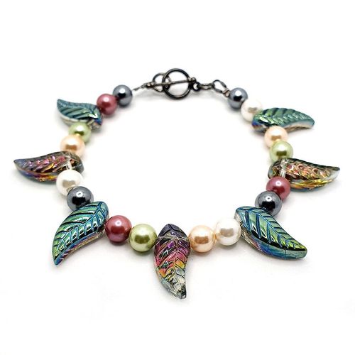 Eden Leaf Bracelet clear rainbow bracelet making kit — DIY set with beads and instructions for creating handmade jewelry