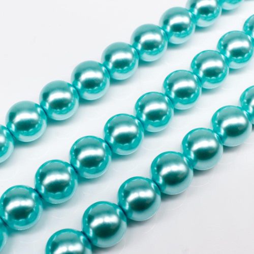 Glass Pearl Round Beads 10mm - Aqua