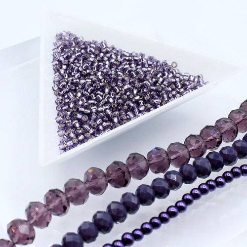 Christina Necklace purple velvet necklace making kit — DIY set with beads and instructions for creating handmade jewelry