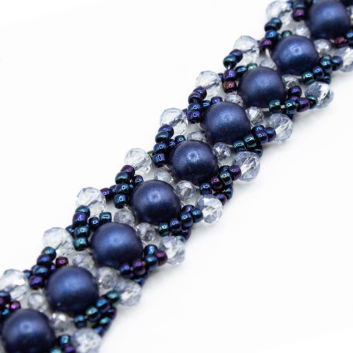 Averlyn Flat Spiral Bracelets suede dk blue bracelet making kit — DIY set with beads and instructions for creating handmade jewelry