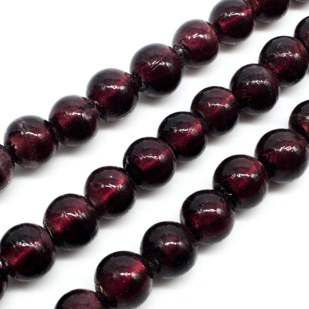 Silver Foil Round Beads 10mm 40pcs Dark Amethyst for jewellery making