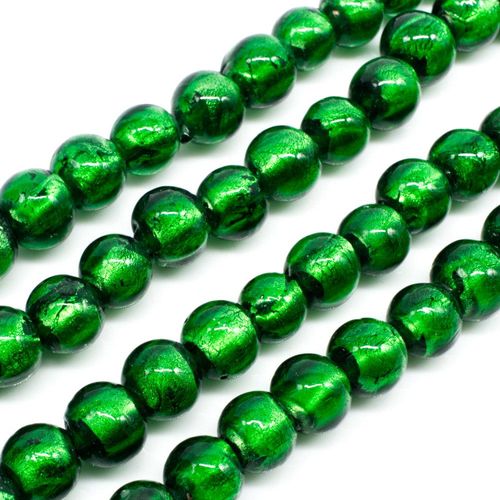 Silver Foil Round Beads 8mm 50pcs Dark Green for jewellery making