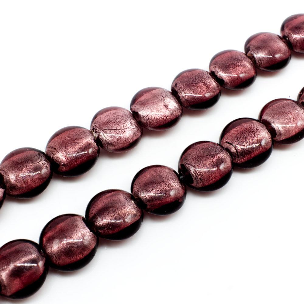 Silver Foil Disc Beads 15mm 25pcs Amethyst for jewellery making