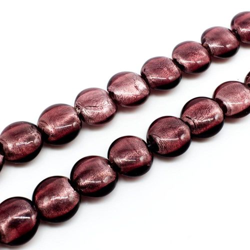 Silver Foil Disc Beads 15mm 25pcs Amethyst for jewellery making